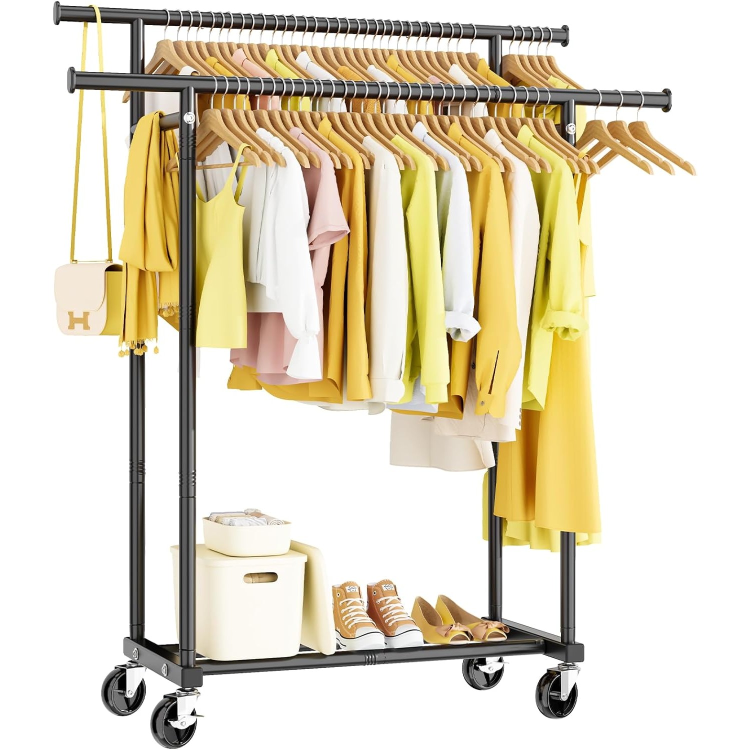 HYSEYY Double Rods Portable Wardrobe