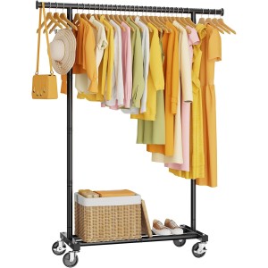 HYSEYY Standard Rolling Closet Rack